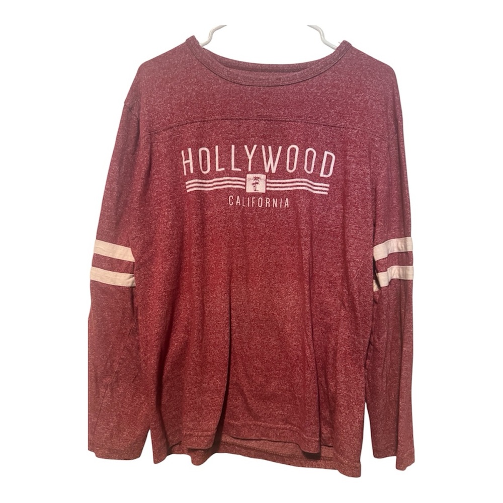 Maroon/ Red Long Sleeve Hollywood California Shirt 👚 Size L